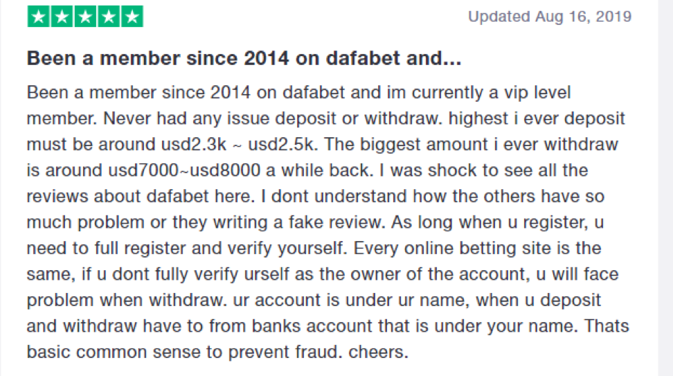 Dafabet Review Example 2